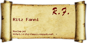 Ritz Fanni névjegykártya